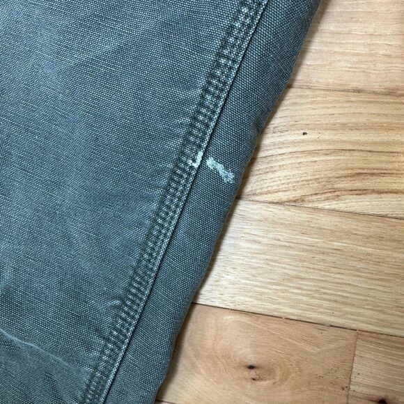 Vintage 90s Union Made in USA Carhartt Faded Green Carpenter Pants Flannel Lined - Picture 7 of 7